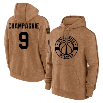 Justin Champagnie Men's Washington Wizards 2023 Salute to Service Club Pullover Hoodie Brown
