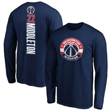 Khris Middleton Men's Washington Wizards Backer Long Sleeve T-Shirt Navy