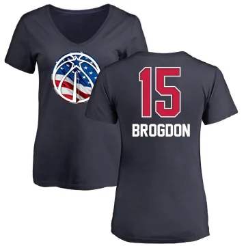 Malcolm Brogdon Women's Washington Wizards Name and Number Banner Wave V-Neck T-Shirt Navy